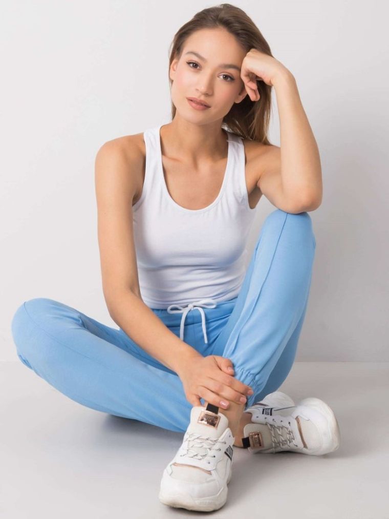 Komplet damski, Bluza, Top, Spodnie dresowe, niebieski, Rue Paris