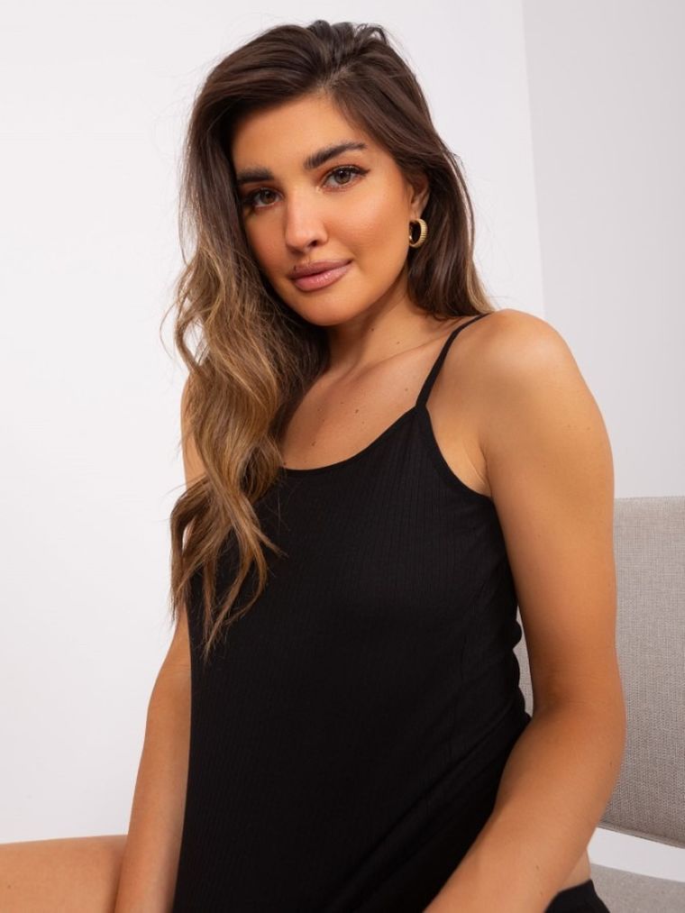 Komplet damski, Podkoszulek, Majtki figi, czarny, Berrak