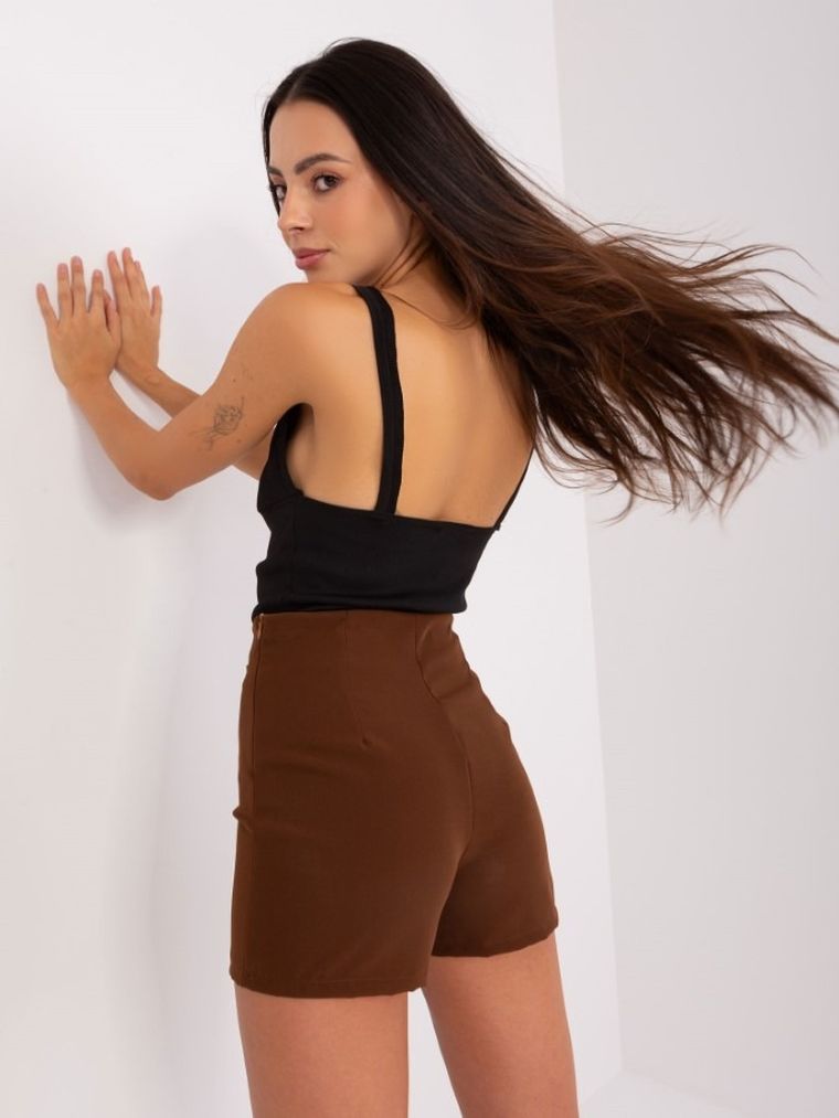 Komplet damski, Top, Szorty, brązowy, Italy Moda
