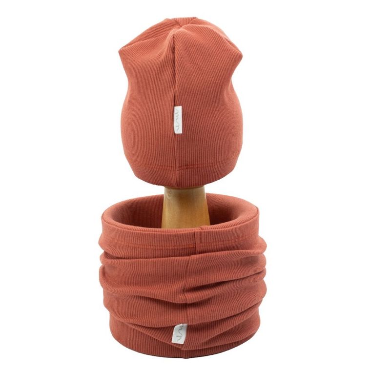 Komplet dziecięcy, Czapka, Komin, brązowy, Nicol