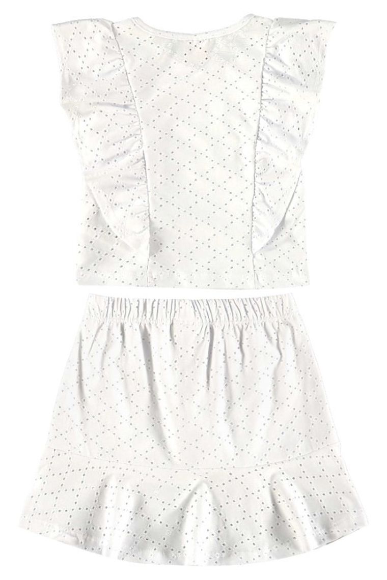 Komplet dziewczęcy, Bluzka bez rękawów, Szorty, biały, Quimby