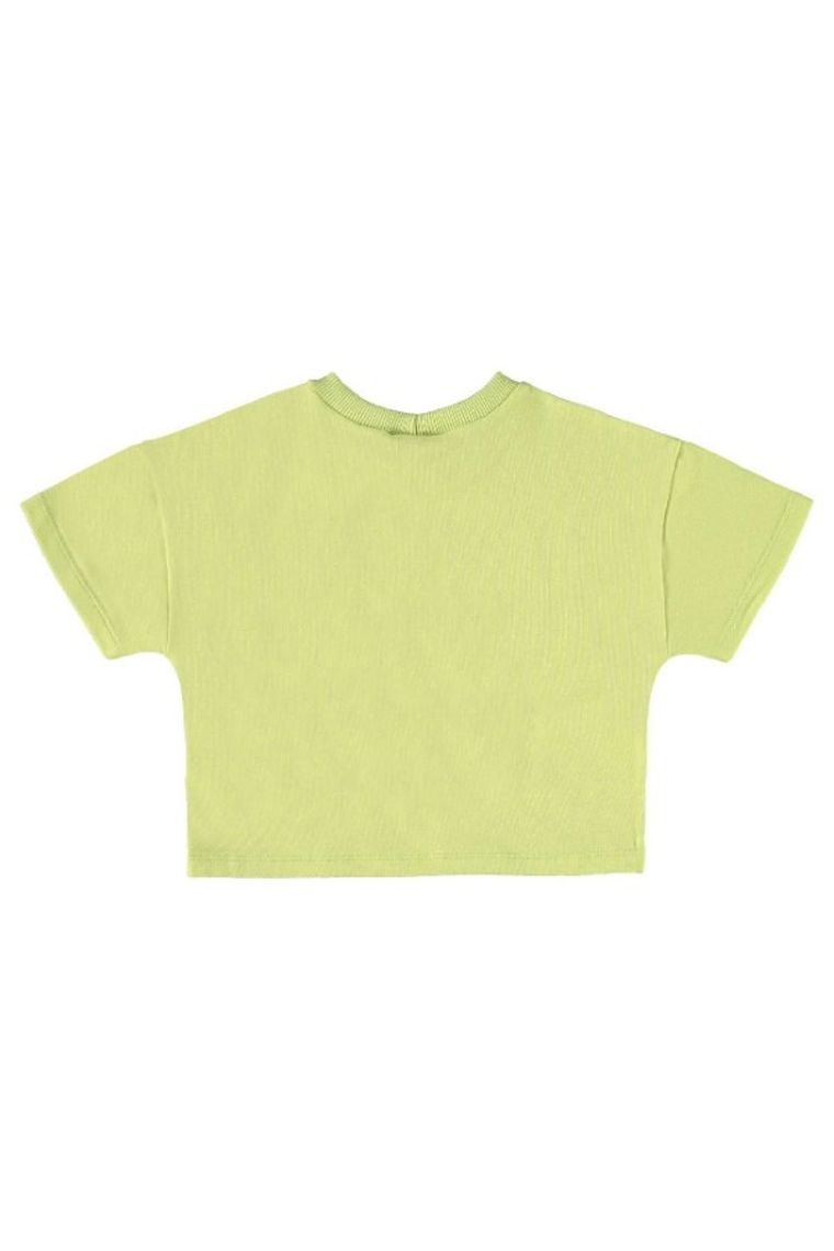 Komplet dziewczęcy, T-shirt crop top, Szorty, zielony, Quimby