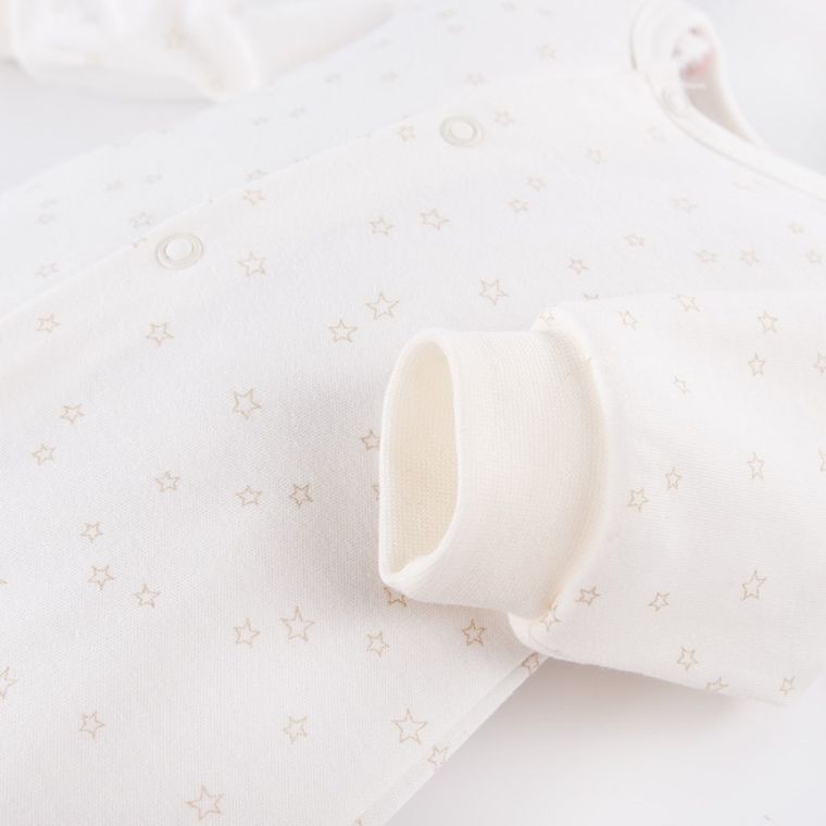 Komplet niemowlęcy, Czapka, Body z długim rękawem, Półśpiochy, Pajac, ecru, Eevi