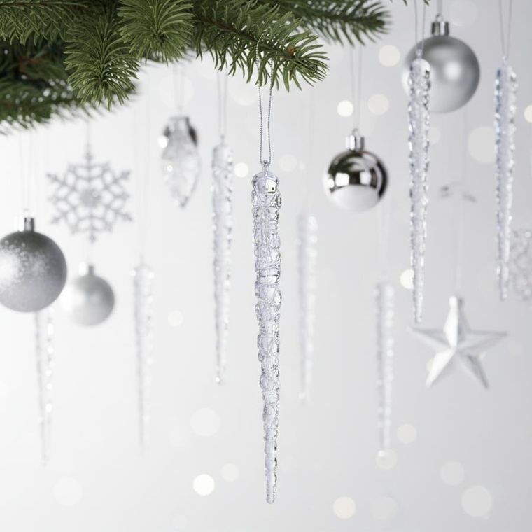 Koopman, sople lodu, opalizujące dekoracja, wisząca, 30 cm, 4 szt.