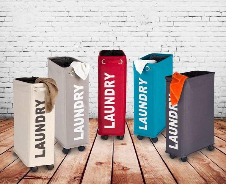 Kosz na pranie Corno, pojemnik 43 l, turkusowy