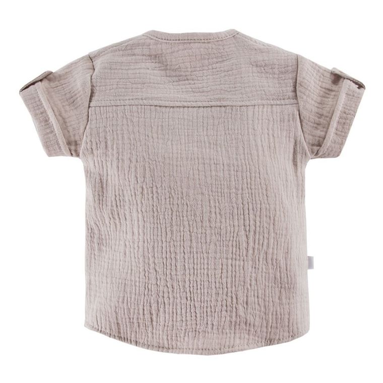 Koszula chłopięca z krótkim rękawem, beżowa, Eevi