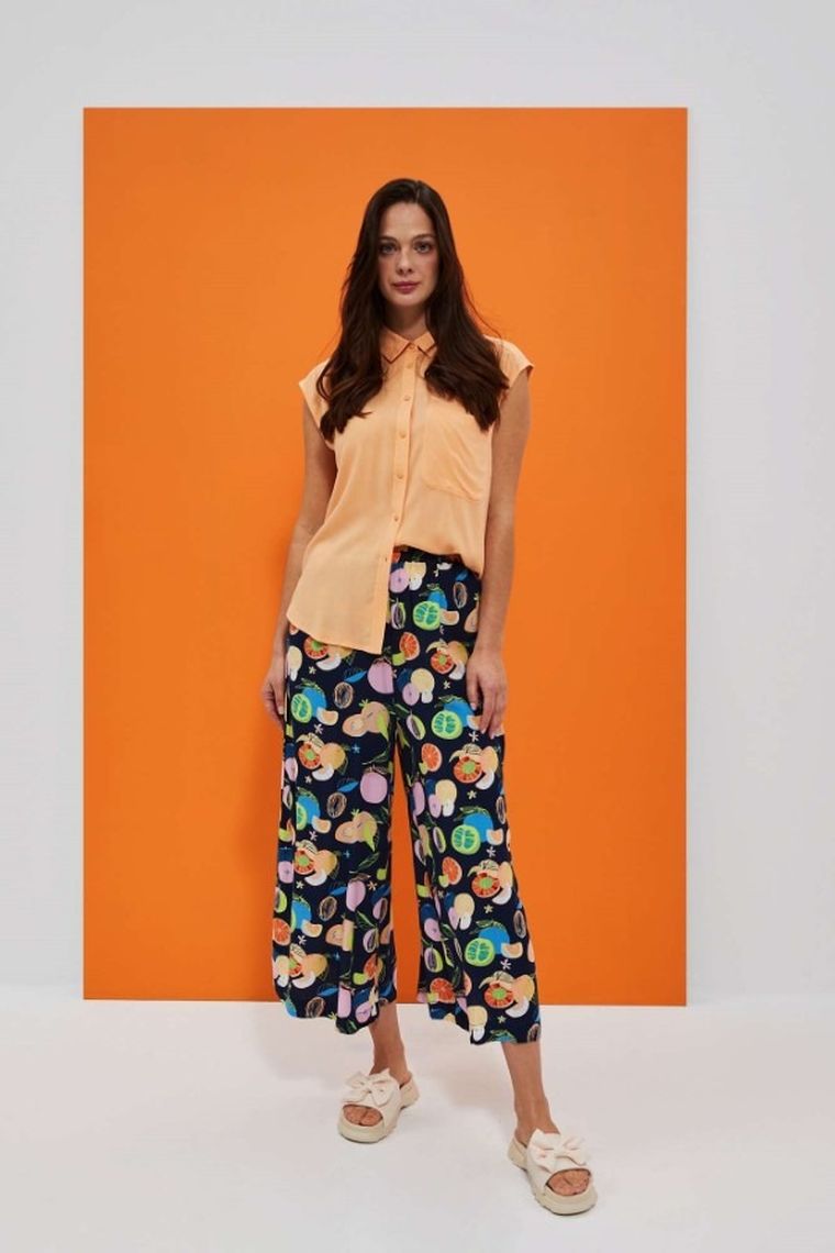 Koszula damska bez rękawów, pomarańczowa, Moodo