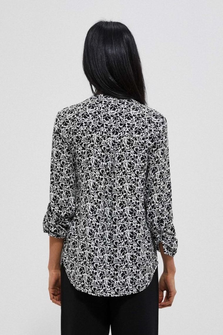 Koszula damska z długim rękawem, biała, Moodo