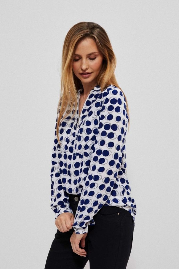 Koszula damska z długim rękawem, biała, Moodo