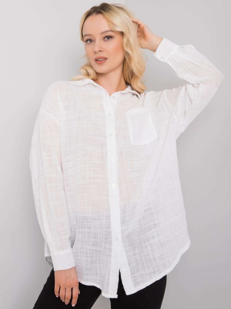Koszula damska z długim rękawem, biała, Och Bella
