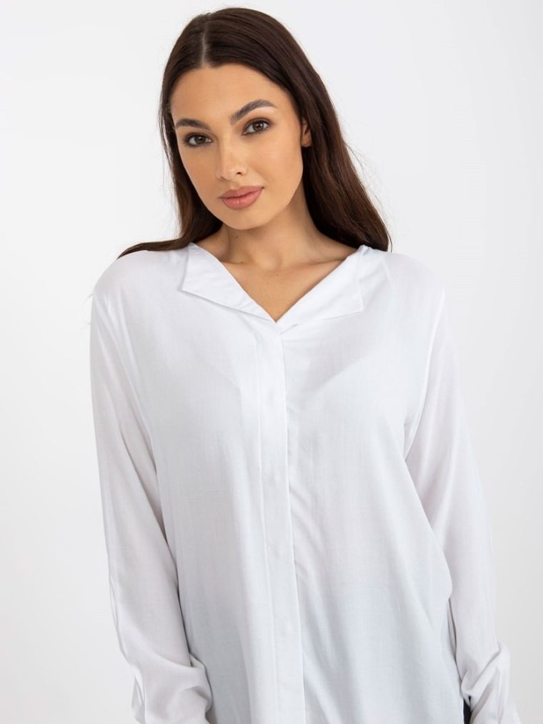 Koszula damska z długim rękawem, biała, Sublevel