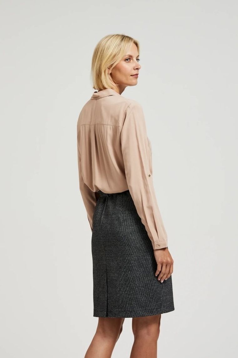 Koszula damska z długim rękawem, brązowa, Moodo