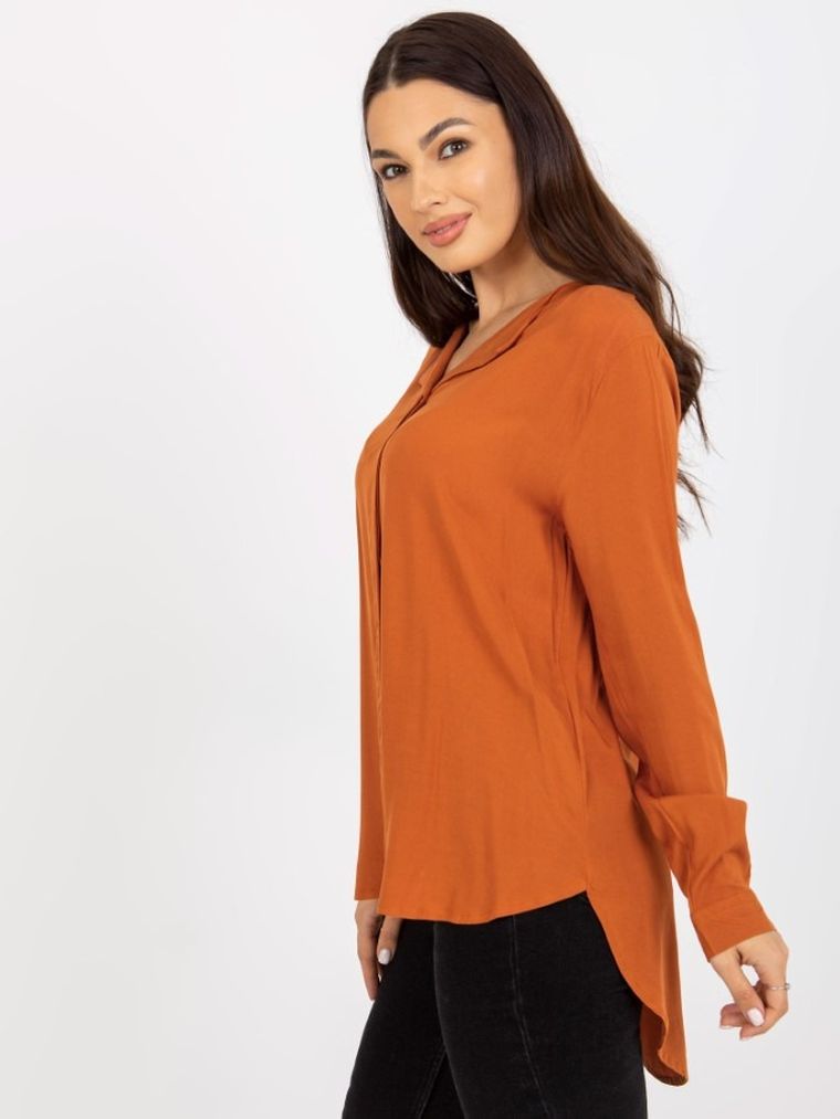 Koszula damska z długim rękawem, brązowa, Sublevel