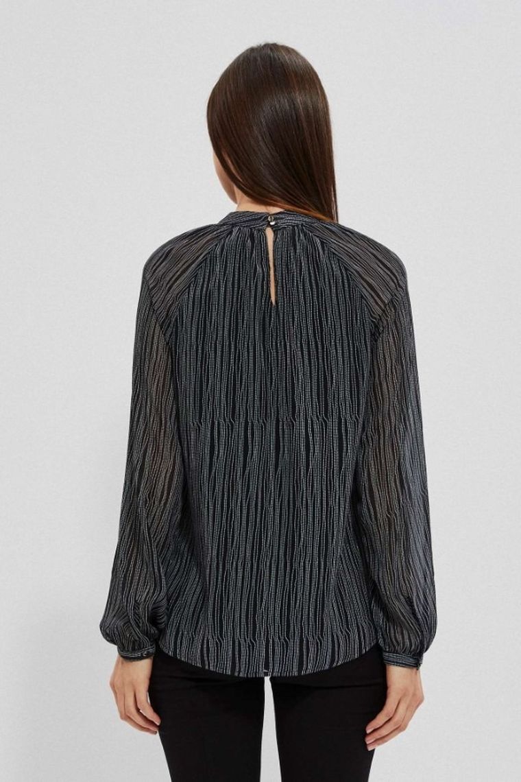 Koszula damska z długim rękawem, czarna, Moodo