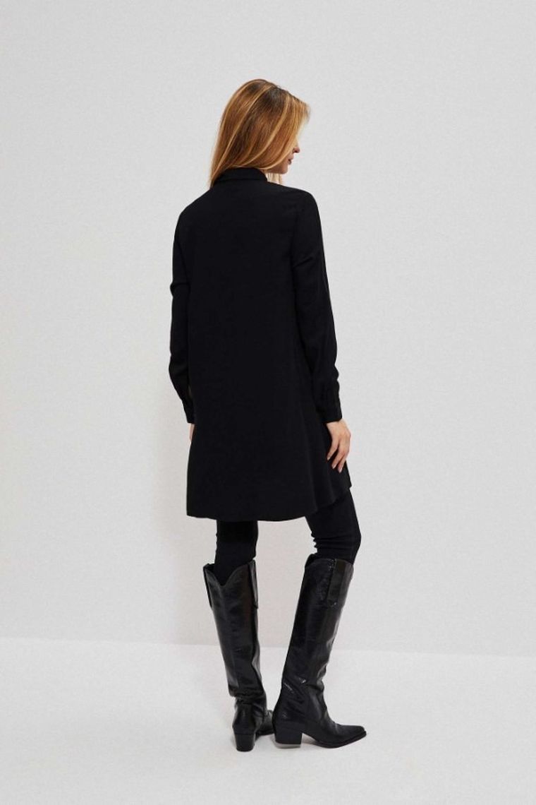 Koszula damska z długim rękawem, czarna, Moodo