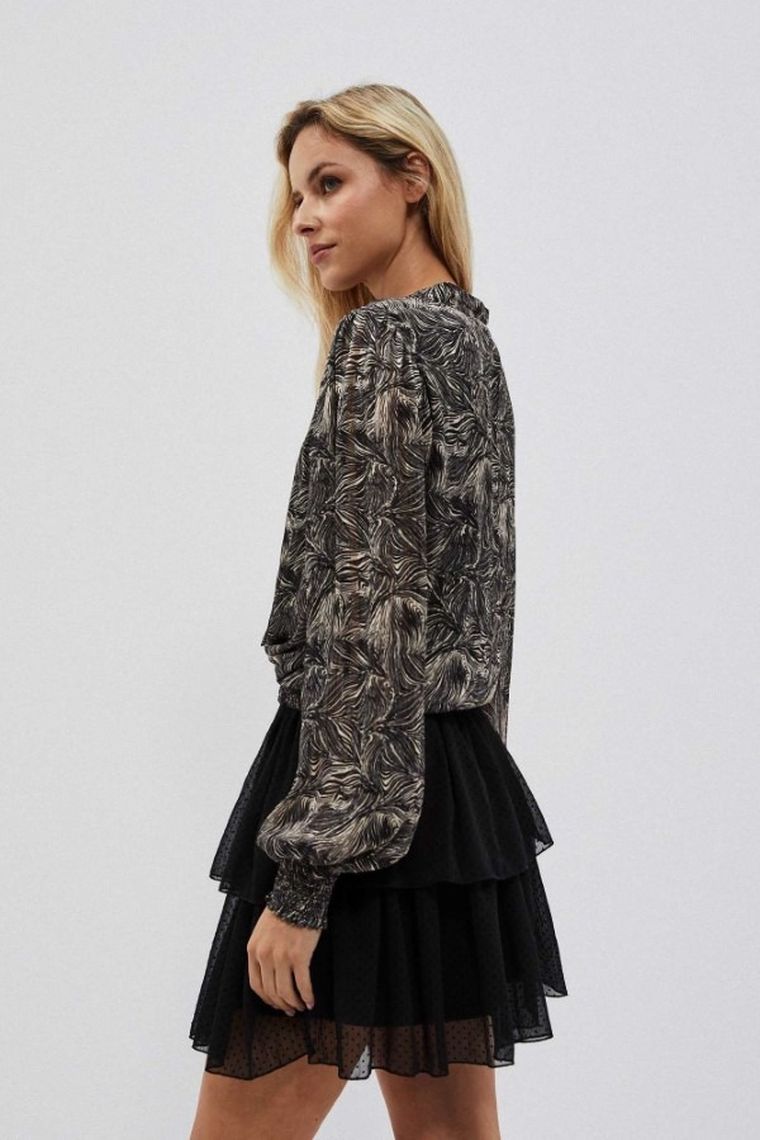 Koszula damska z długim rękawem, czarna, Moodo