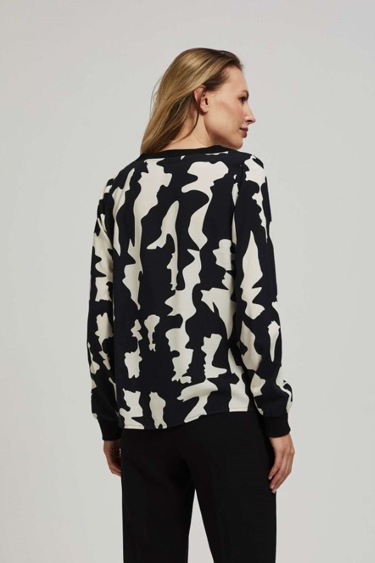 Koszula damska z długim rękawem, czarna, Moodo