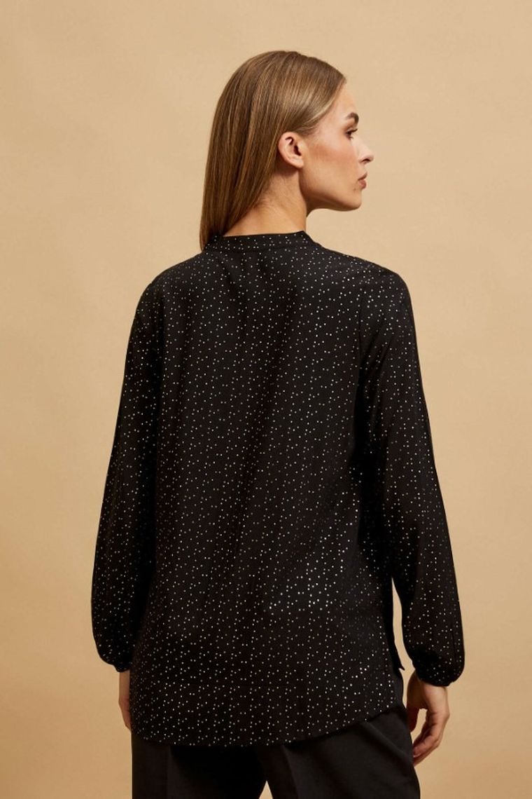 Koszula damska z długim rękawem, czarna, Moodo