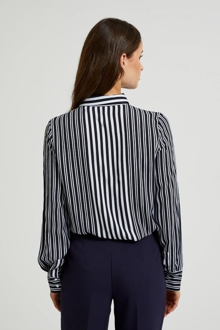 Koszula damska z długim rękawem, czarna, Moodo