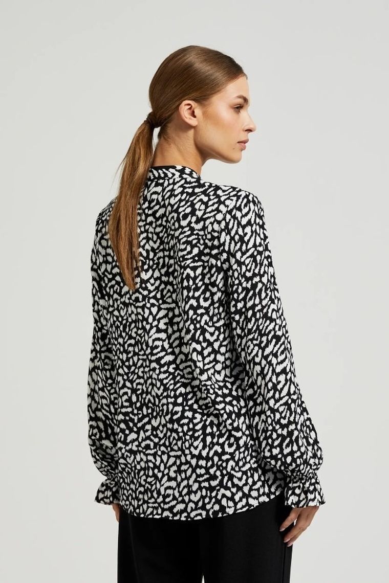 Koszula damska z długim rękawem, czarna, Moodo