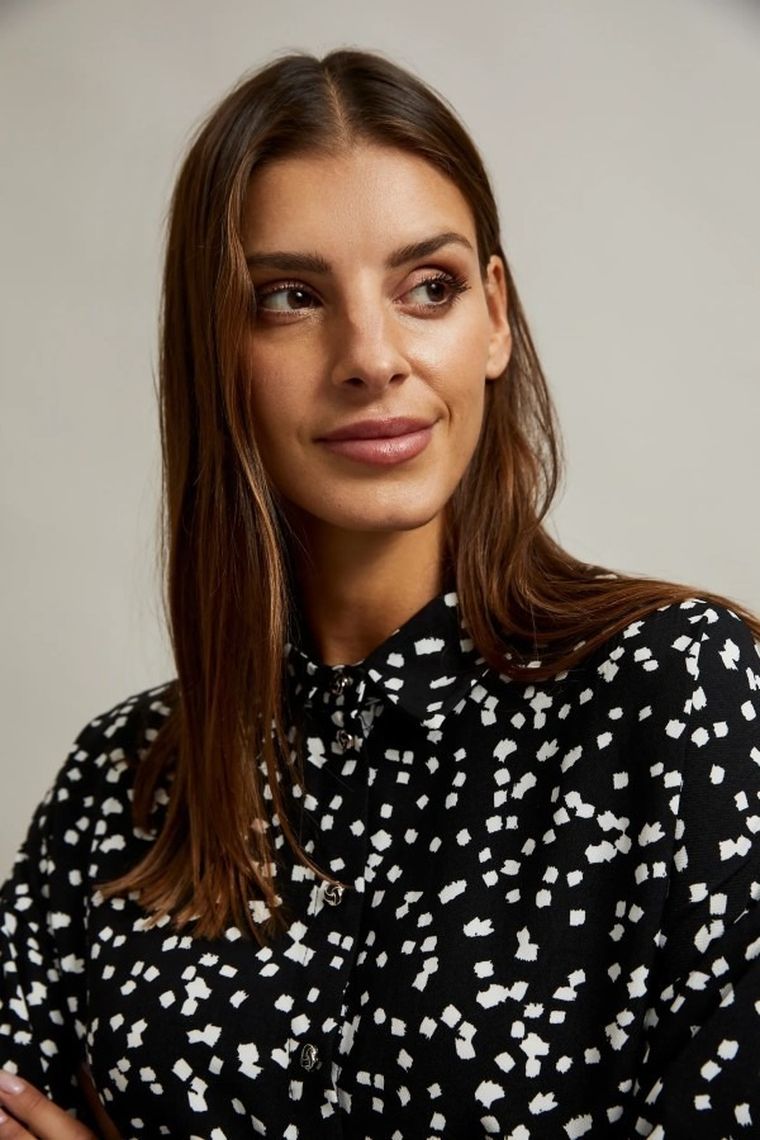 Koszula damska z długim rękawem, czarna, Moodo