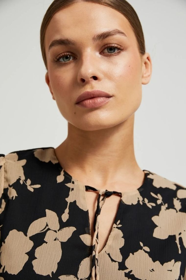 Koszula damska z długim rękawem, czarna, Moodo