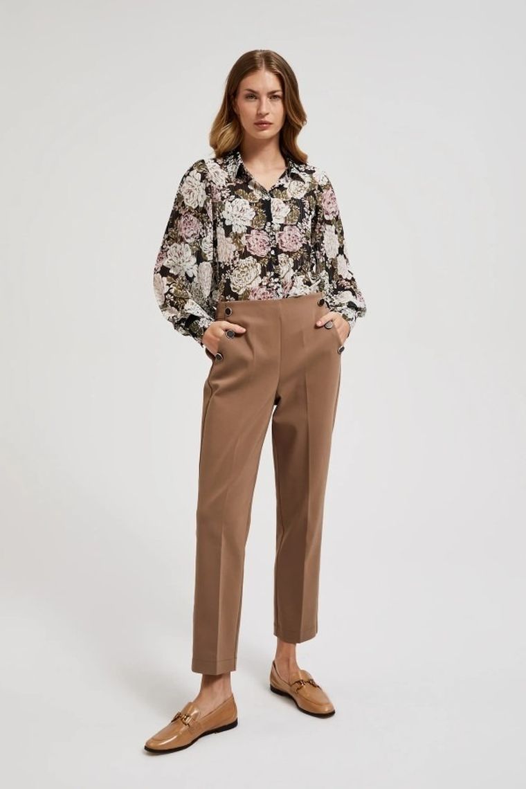 Koszula damska z długim rękawem, czarna, Moodo