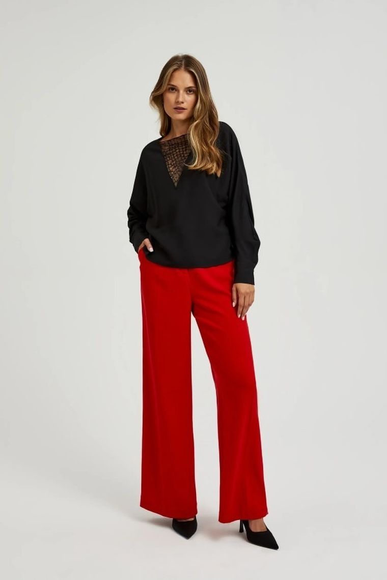 Koszula damska z długim rękawem, czarna, Moodo