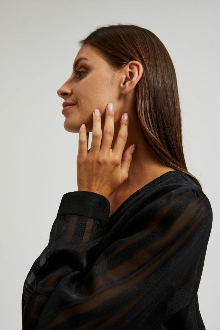 Koszula damska z długim rękawem, czarna, Moodo