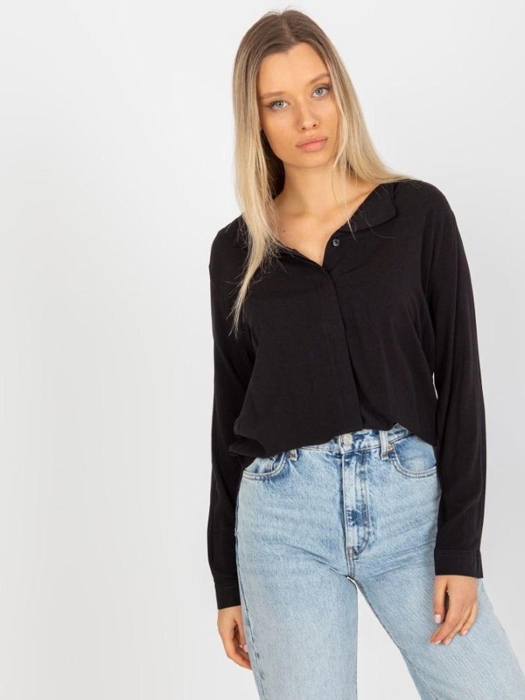 Koszula damska z długim rękawem, czarna, Sublevel