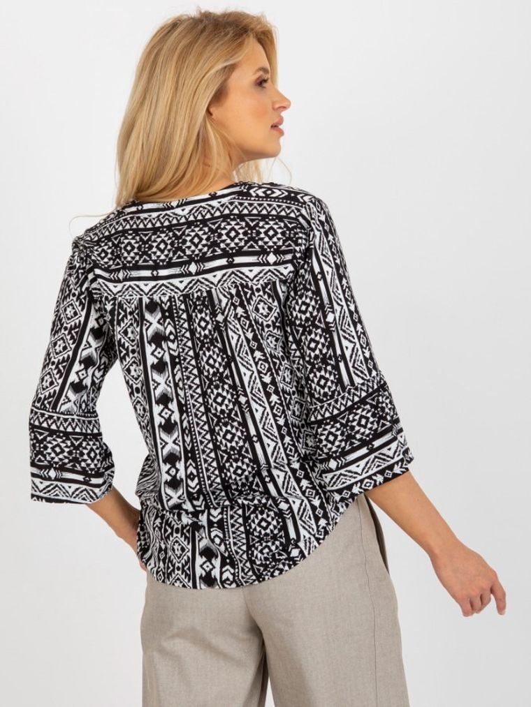 Koszula damska z długim rękawem, czarno-biała, Sublevel