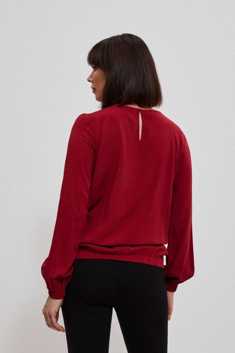 Koszula damska z długim rękawem, czerwona, Moodo