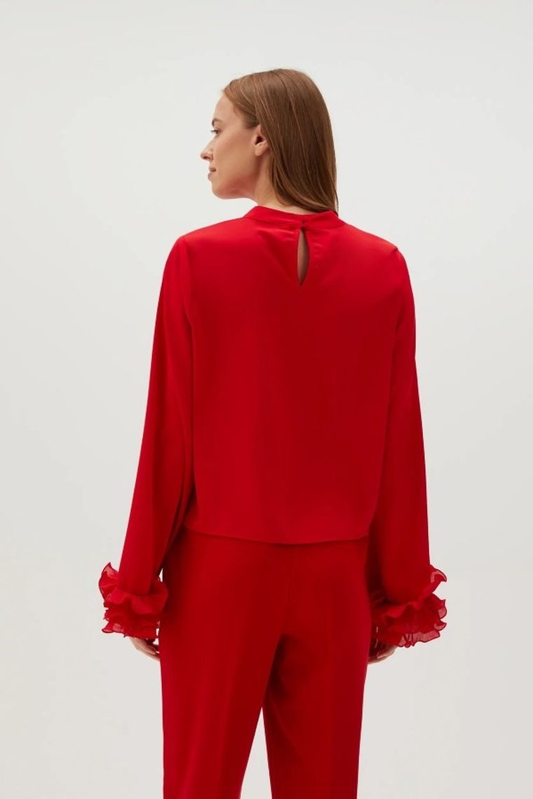 Koszula damska z długim rękawem, czerwona, Moodo