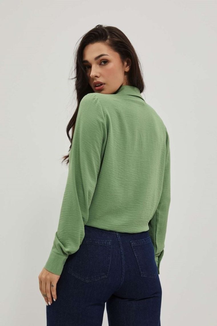 Koszula damska z długim rękawem, khaki, Moodo