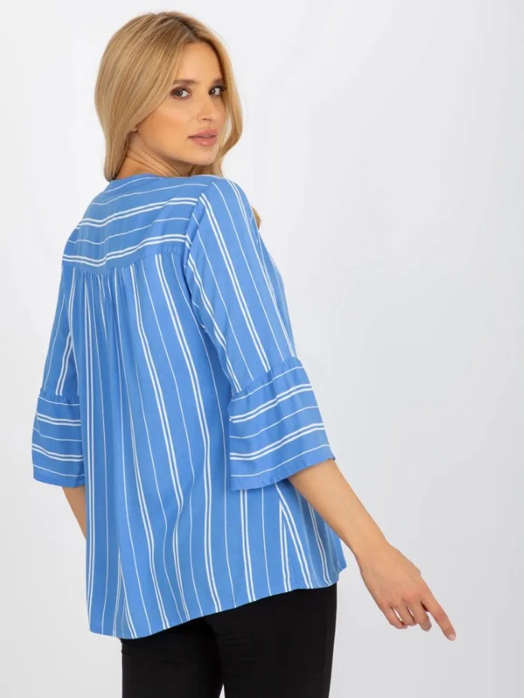 Koszula damska z długim rękawem, niebieska, Sublevel