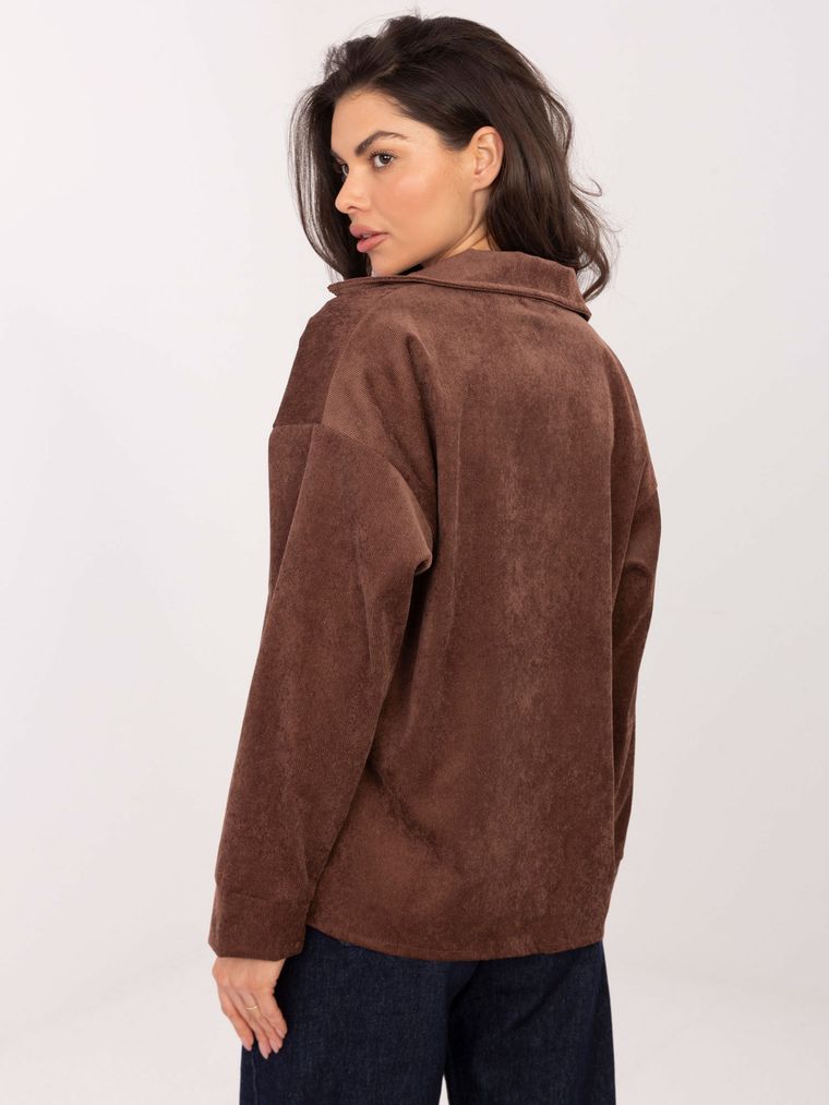 Koszula damska z długim rękawem, oversize, brązowa, Sublevel