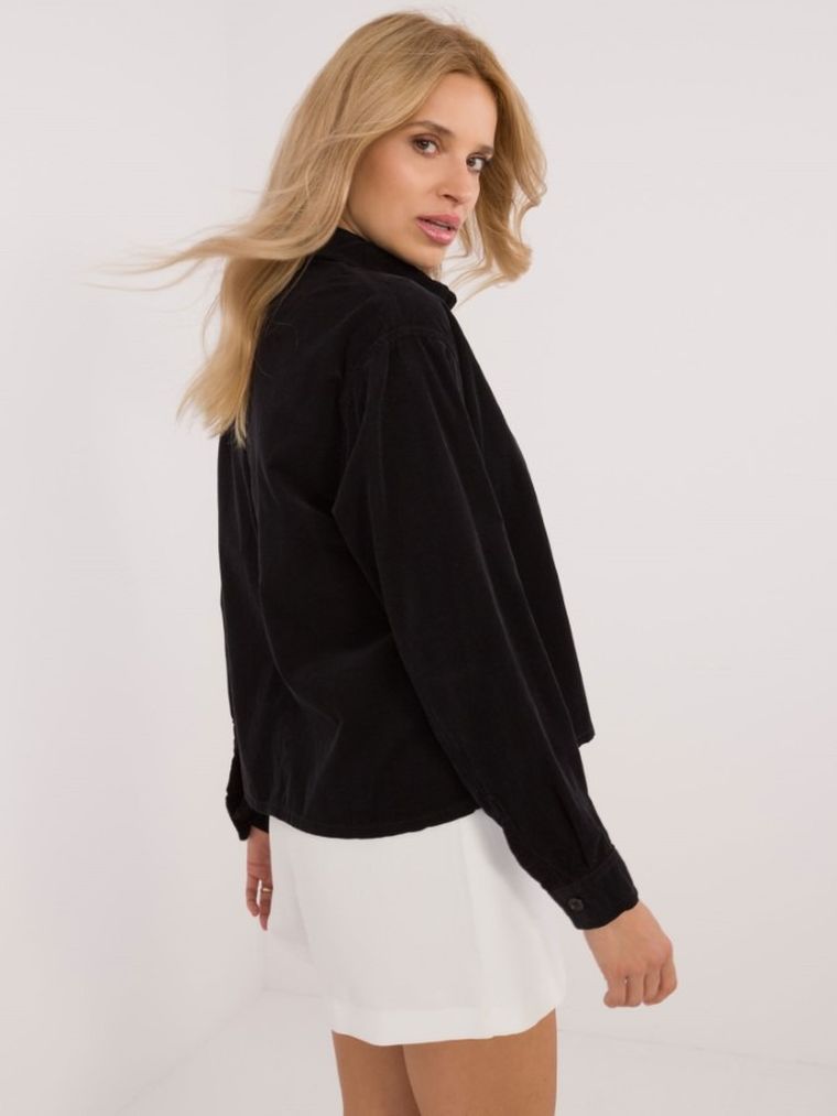 Koszula damska z długim rękawem, oversize, czarna, Sublevel