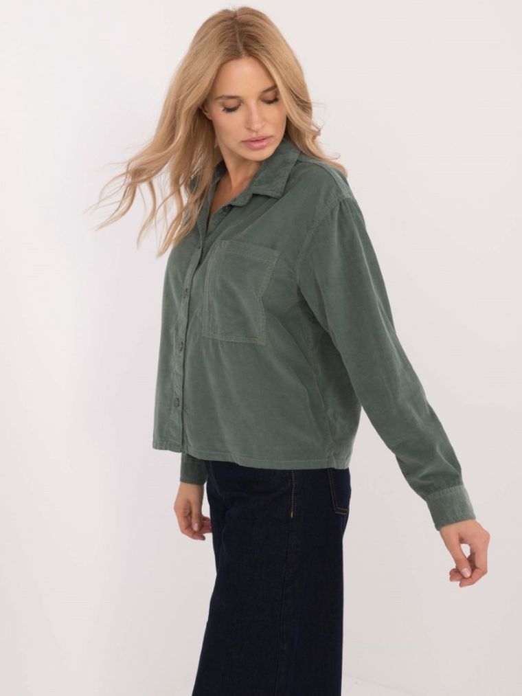 Koszula damska z długim rękawem, oversize, zielona, Sublevel