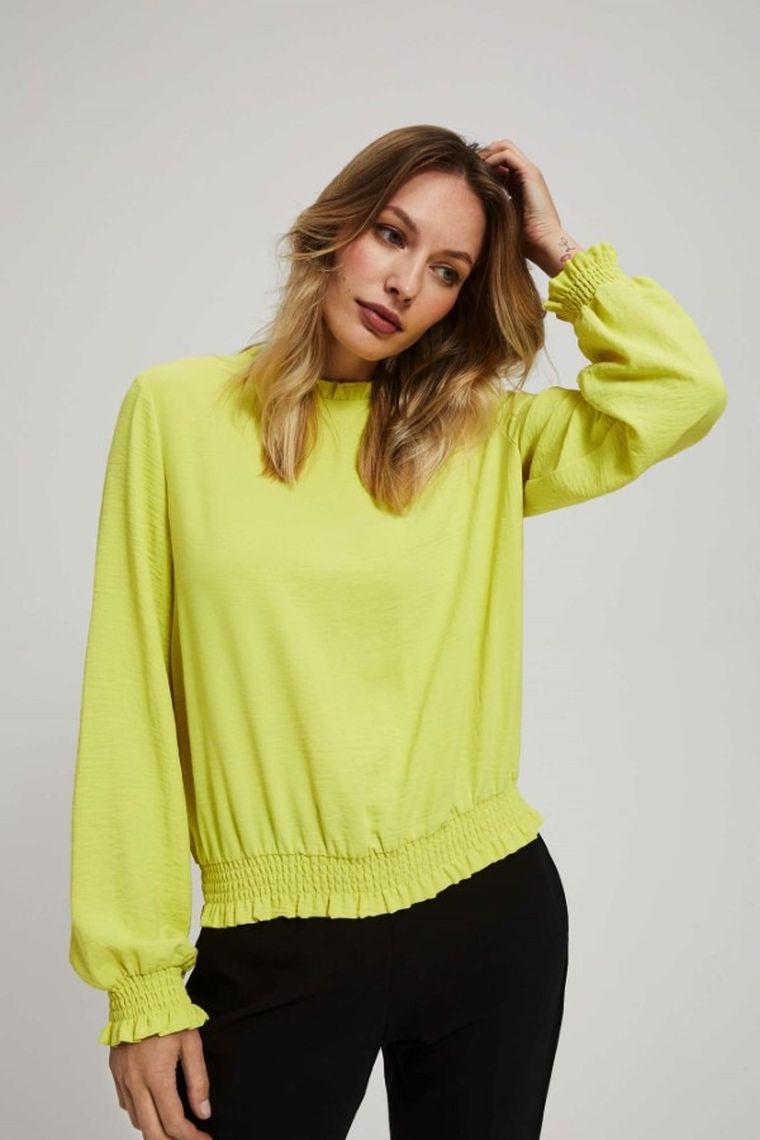 Koszula damska z długim rękawem, zielona, Moodo