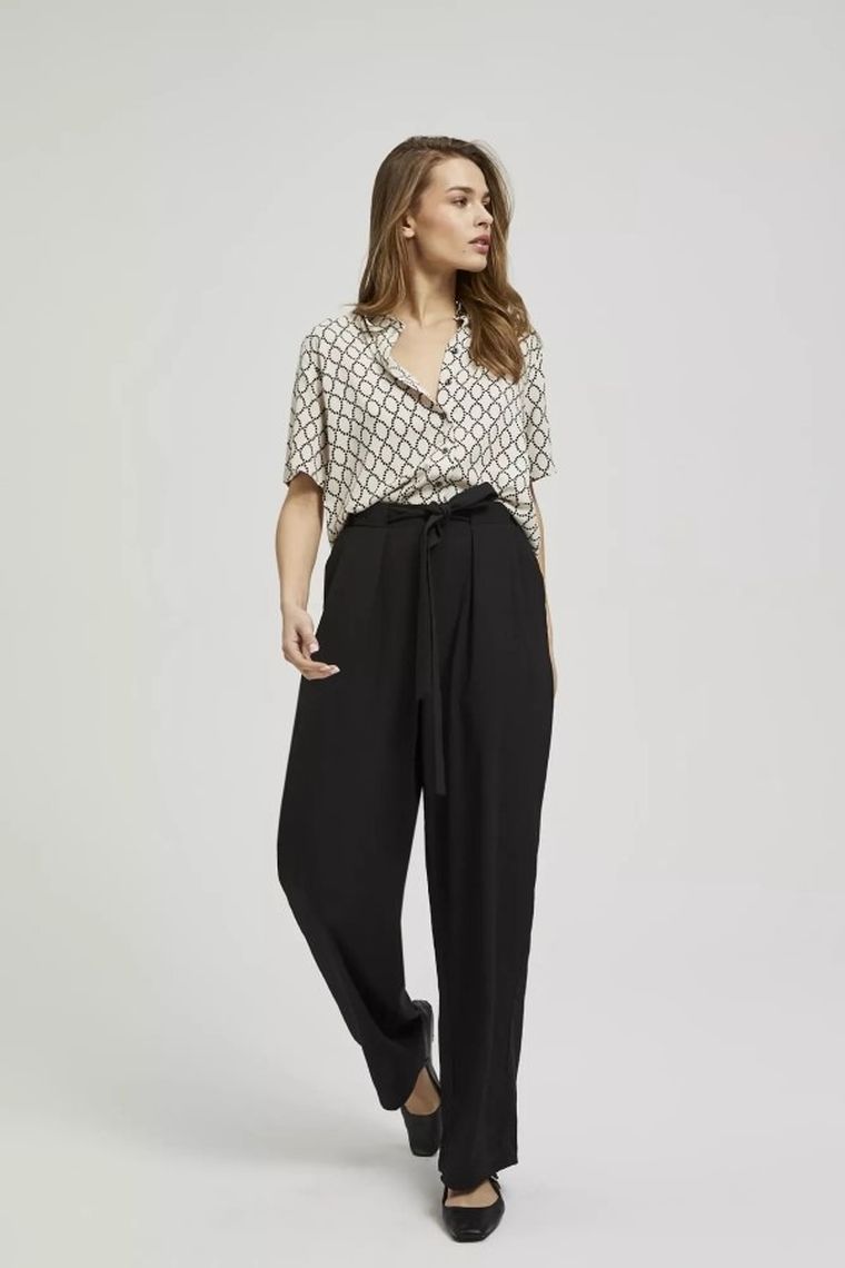 Koszula damska z krótkim rękawem, beżowa, Moodo