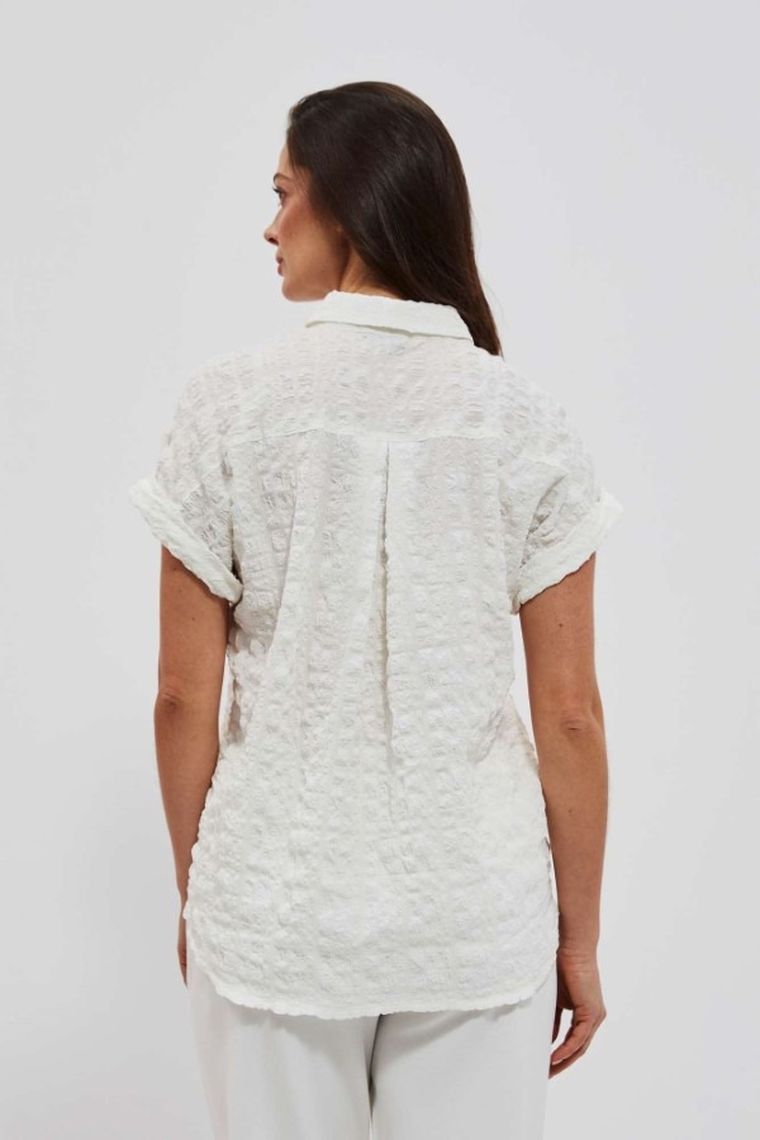 Koszula damska z krótkim rękawem, biała, Moodo