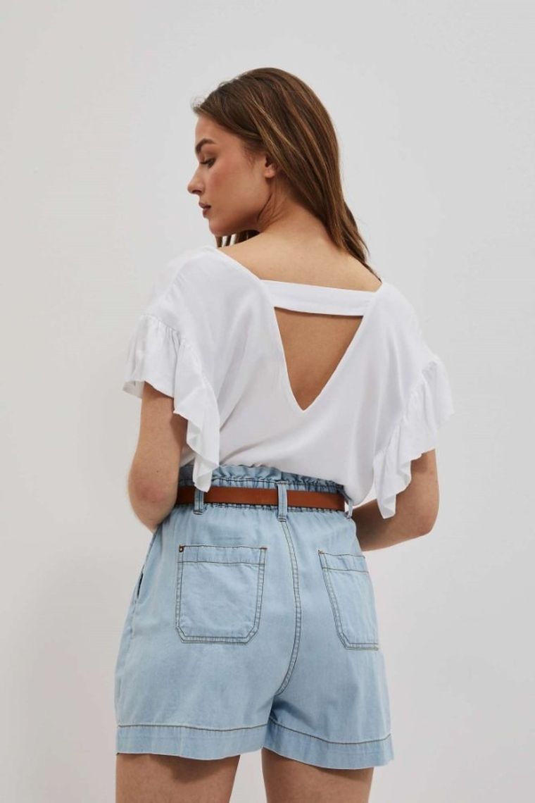 Koszula damska z krótkim rękawem, biała, Moodo