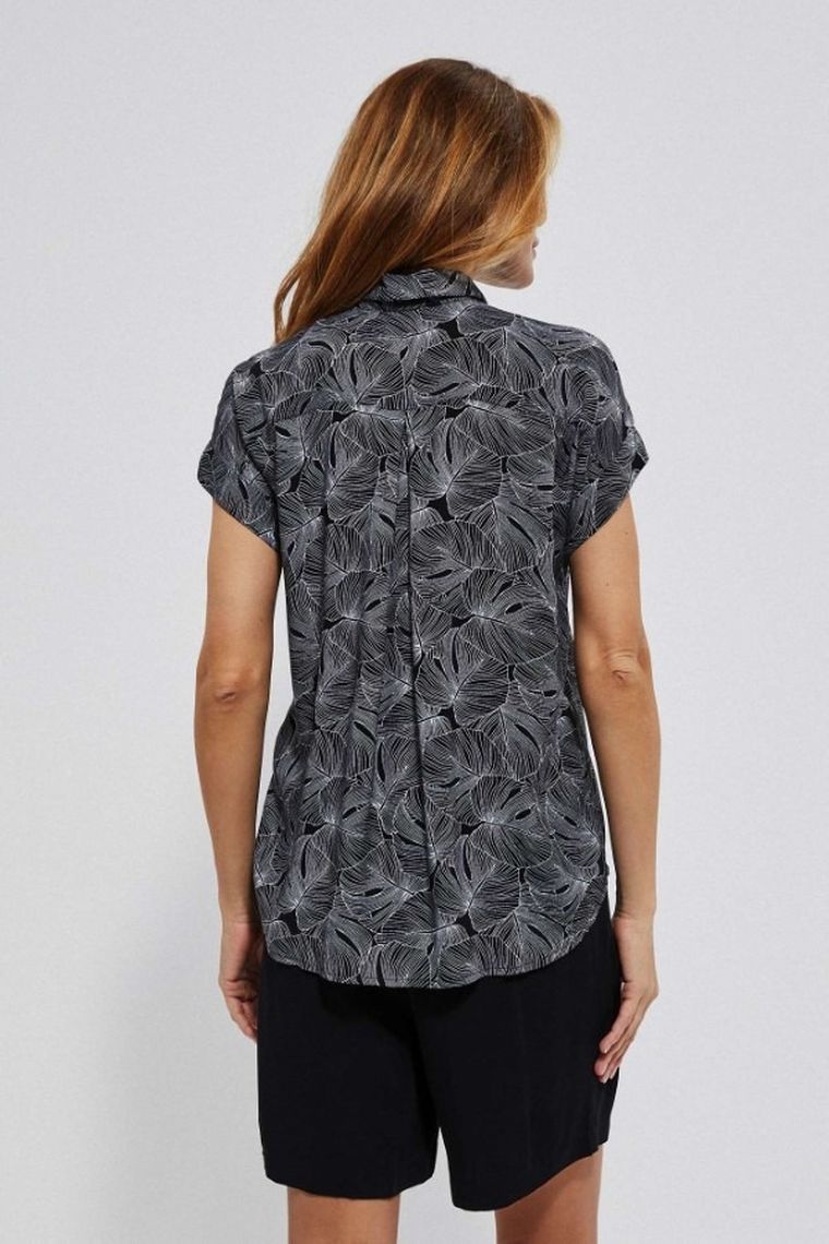 Koszula damska z krótkim rękawem, czarna, Moodo