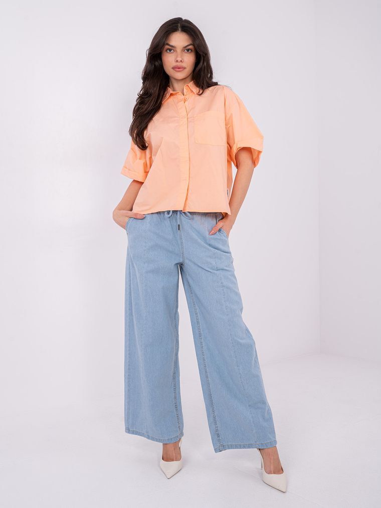 Koszula damska z krótkim rękawem, oversize, pomarańczowa, Sublevel