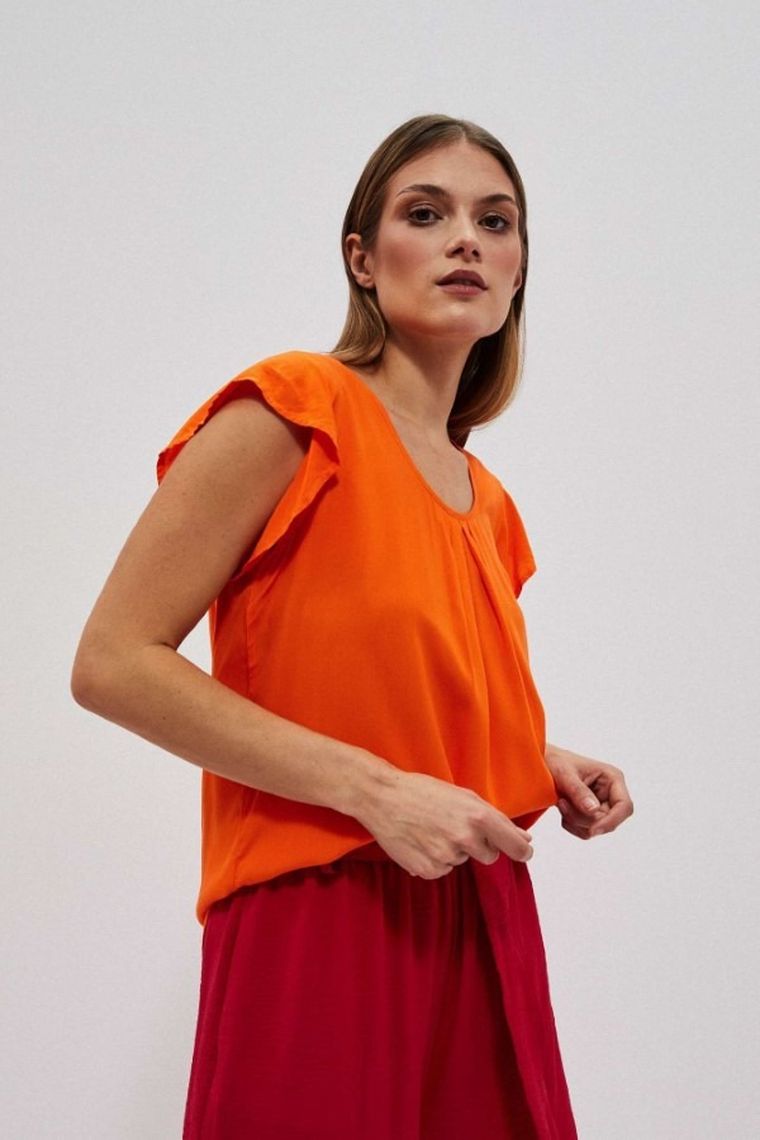 Koszula damska z krótkim rękawem, pomarańczowa, Moodo