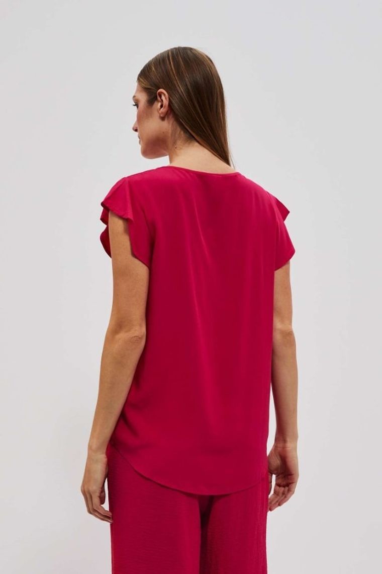 Koszula damska z krótkim rękawem, różowa, Moodo