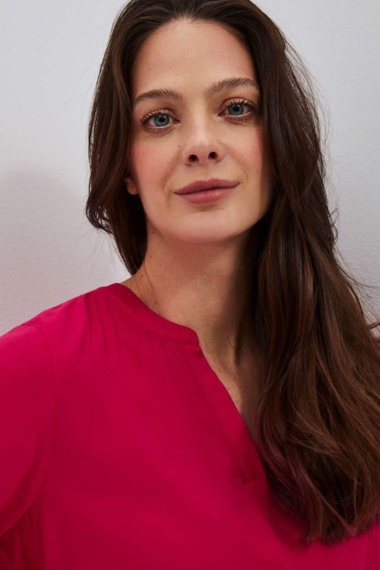 Koszula damska z krótkim rękawem, różowa, Moodo