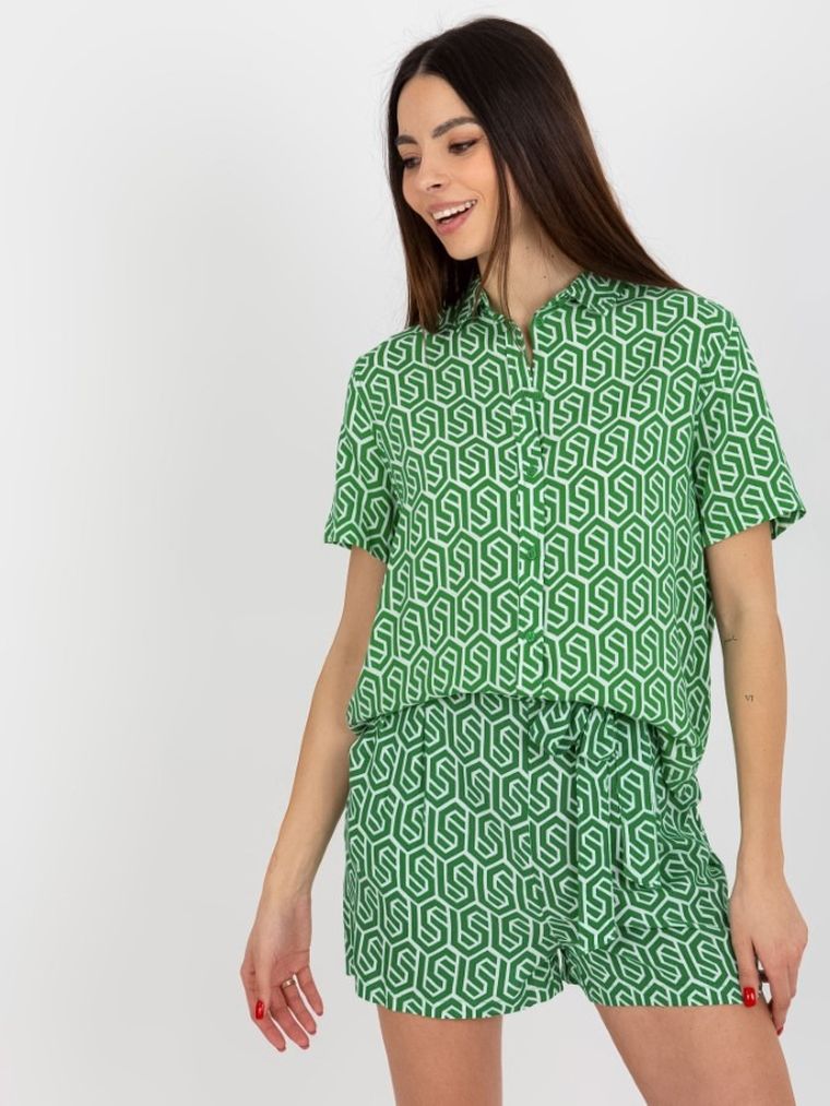 Koszula damska z krótkim rękawem, zielona, Sublevel