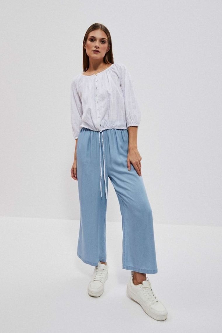 Koszula damska z rękawem 3/4, biała, Moodo