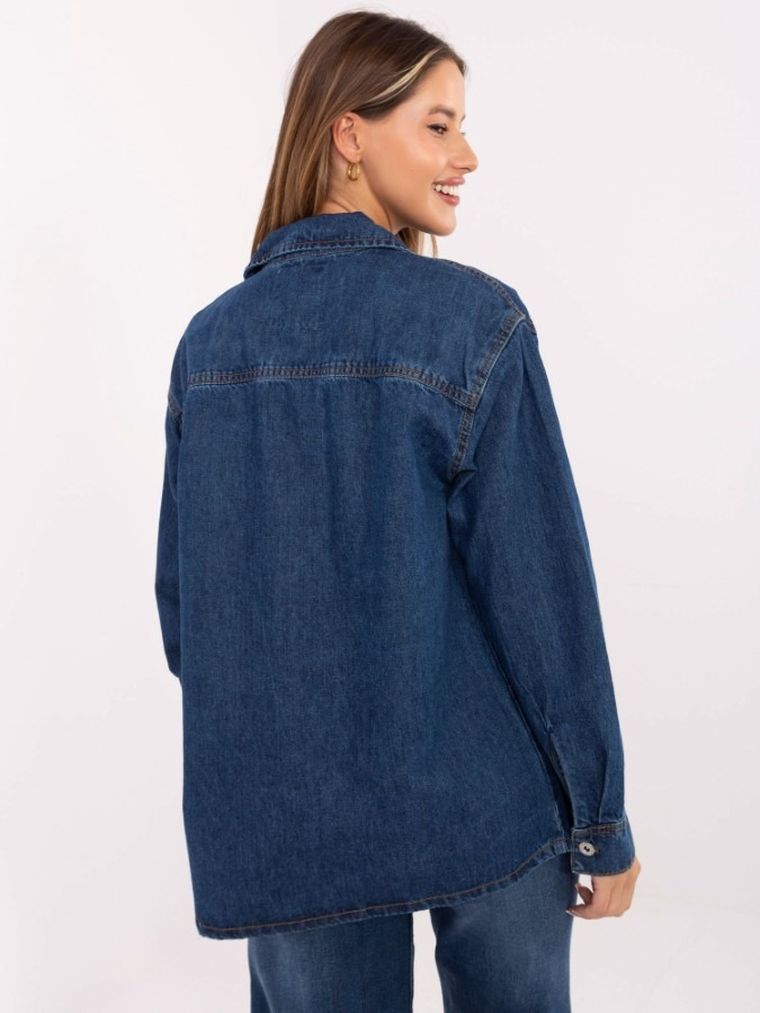 Koszula jeansowa damska z długim rękawem, czarna, Sublevel